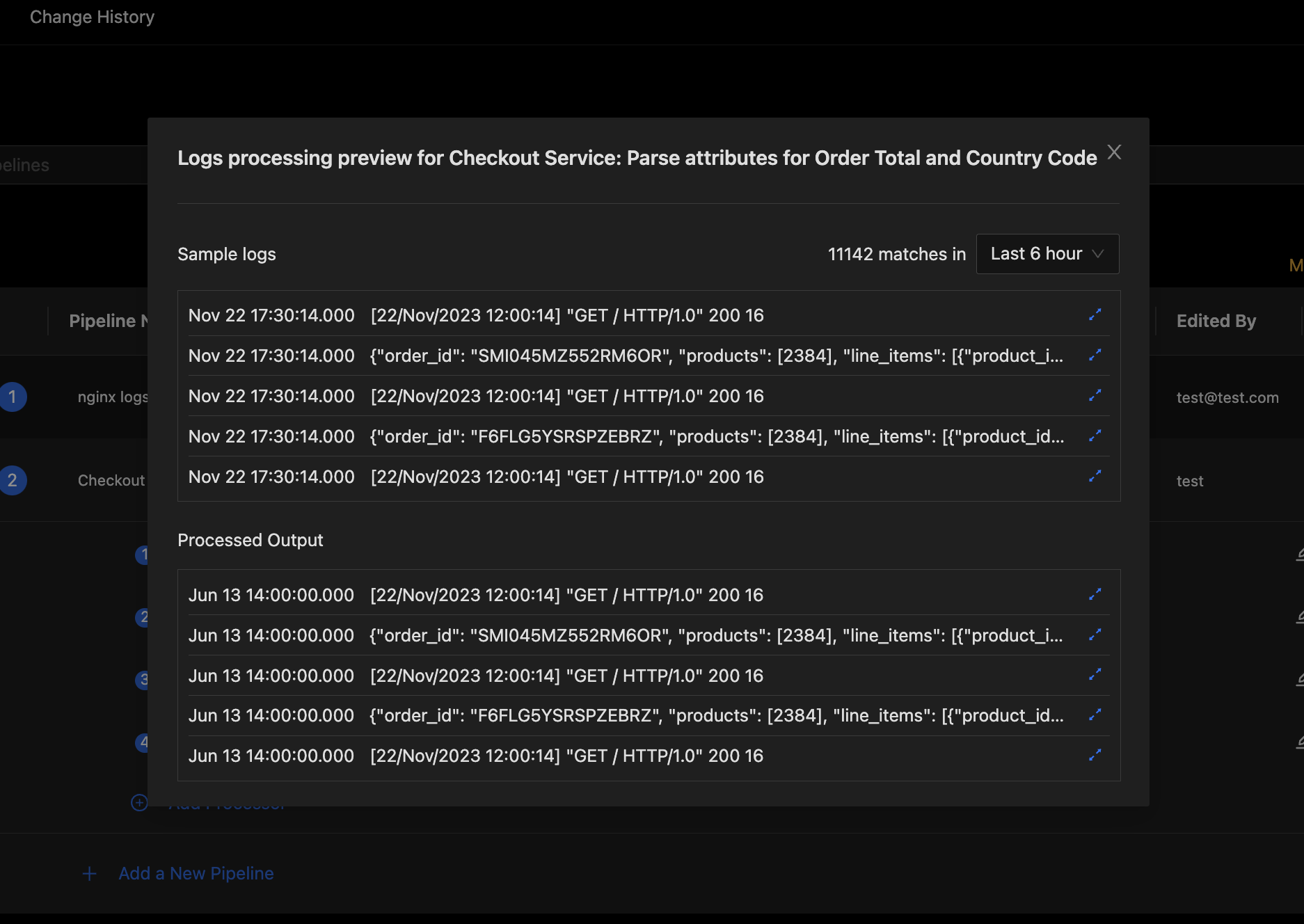 Pipeline Preview with Processed Output